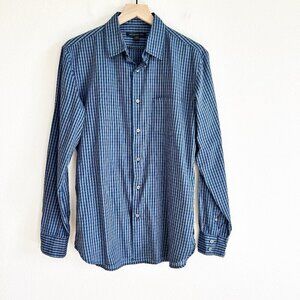 John Varvatos USA Shirt Check Slim Long Sleeve Button Down Lightweight